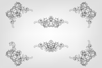 Classical Baroque Filigree Decoration Ornament Vintage Floral Border Style Antique Art Retro