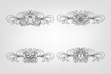 Classical Baroque Filigree Decoration Ornament Vintage Floral Border Style Antique Art Retro