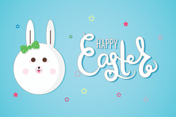Holiday card for Easter Day with a rabbit.
Happy Easter.Vector illustration.