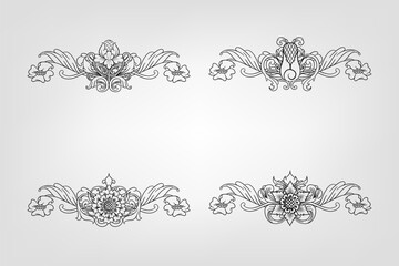 Classical Baroque Filigree Decoration Ornament Vintage Floral Border Style Antique Art Retro