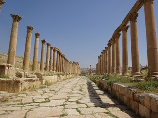列柱通り　ヨルダン・ジェラシュのローマ遺跡