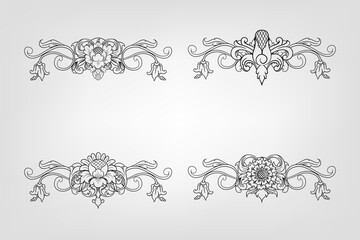 Classical Baroque Filigree Decoration Ornament Vintage Floral Border Style Antique Art Retro