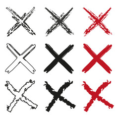 Cross icon. Set x. Vector illustration. EPS 10.