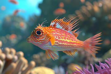 Beautiful and cute ornamental fish in the sea