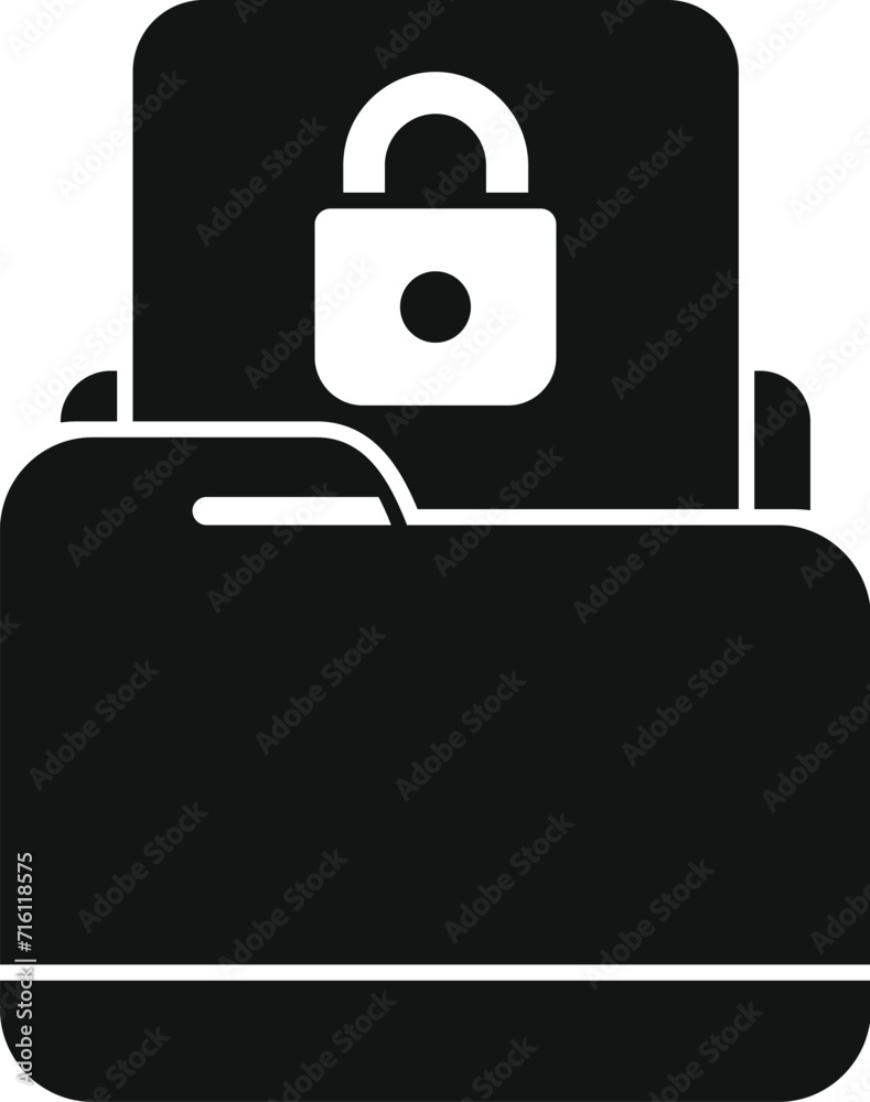 Poster locked access folder icon simple vector. europe data. use private secure