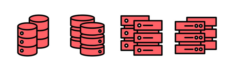 Database icon set illustration. database sign and symbol