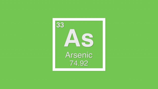 33 arsenic as white title element graphic periodic table chroma green screen.