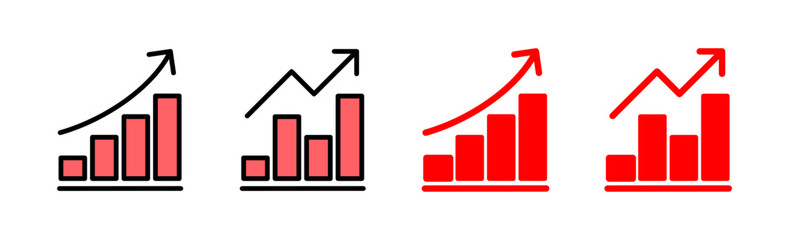 Growing graph Icon set illustration. Chart sign and symbol. diagram icon