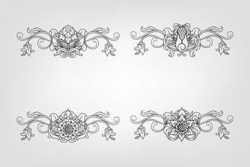 Classical Baroque Filigree Decoration Ornament Vintage Floral Border Style Antique Art Retro