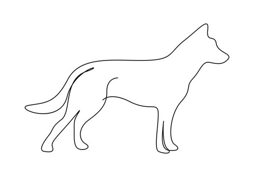 Cute dog continuous single line drawing vector illustration. Premium vector
