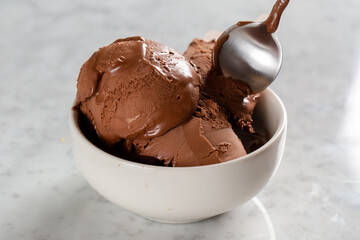 Close up of chocolate ice cream