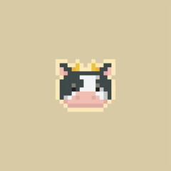Cow with black and white spots, pixel art animal