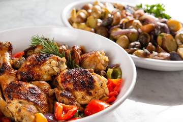 Roasted chicken and olives
