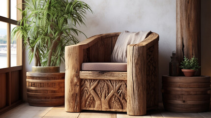 wooden chair and table