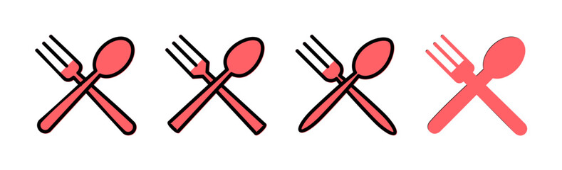 spoon and fork icon set illustration. spoon, fork and knife icon vector. restaurant sign and symbol