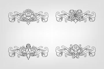 Classical Baroque Filigree Decoration Ornament Vintage Floral Border Style Antique Art Retro