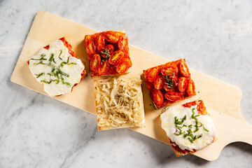 Focaccia sampler from above