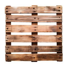 Top view of empty wooden freight pallet isolated on transparent background
