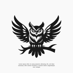 Owl Silhouette Bird Logo