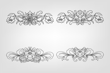 Classical Baroque Filigree Decoration Ornament Vintage Floral Border Style Antique Art Retro