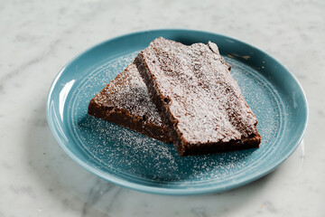 Gluten free brownies on an angle