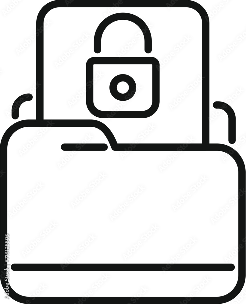 Poster locked access folder icon outline vector. europe data. use private secure