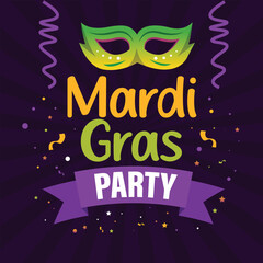 Carnival Mardi Gras Party Social Media Post Illustration Template