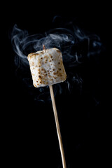 Roasted Marshmallow on a black background