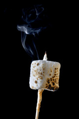 Roasted Marshmallow on a black background