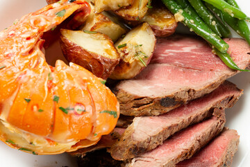 Surf and turf close up