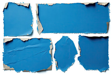 torn blue paper   isolated on white background