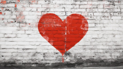 heart shape painted on brick wall