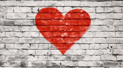 heart shape painted on brick wall