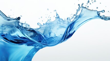 A Close-up of Blue water, spiral, liquid, splash, swirling wave, white isolated background.