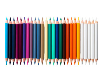 a colorful pencils with the word, Isolated on transparent PNG background, Generative ai