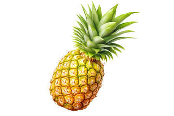 a drawing of a pineapple with a picture, Isolated on transparent PNG background, Generative ai - obrazy, fototapety, plakaty