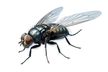 a fly with a fly on its face, Isolated on transparent PNG background, Generative ai