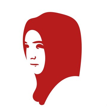 Woman face silhouette red