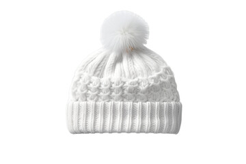 Fototapeta na wymiar a knitted hat with a pom pom on it, Isolated on transparent PNG background, Generative ai