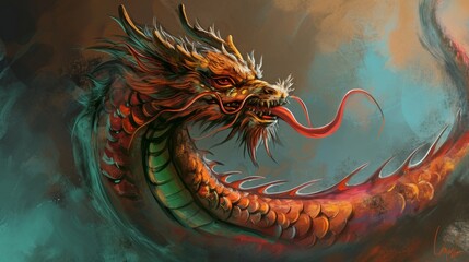 chinese dragon statue sketch new year dragons china painting digital origami