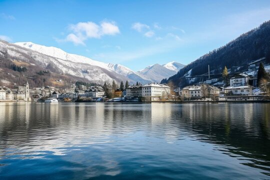 Austrian city in Salzburg: Zell am See. Generative AI