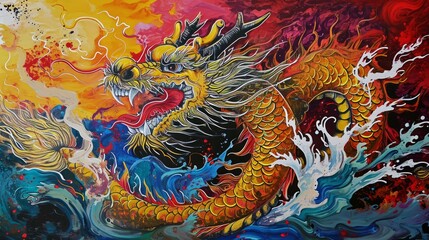 chinese dragon statue sketch new year dragons china painting digital origami