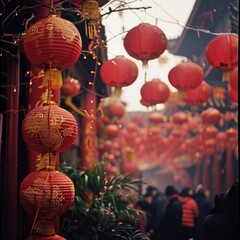 Fototapeta na wymiar chinese new year decorations lanterns background Year of the Dragon