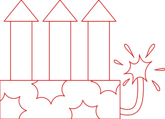 Handdrawn Chinese Fireworks Outline