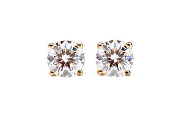 Pair of diamond earrings isolated on , Isolated on transparent PNG background, Generative ai
