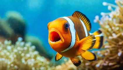 Naklejka na ściany i meble Clown Fish Looking Surprised Macro Shot