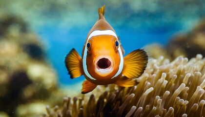 Clown Fish Looking Surprised Macro Shot
