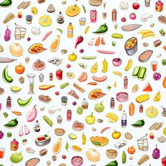 seamless pattern with fruits and vegetables