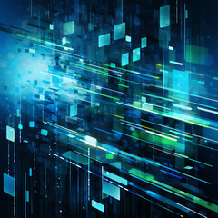 Obraz premium Blue Digital Technology Abstraction with Futuristic Design and 3D Texture in a Square Space