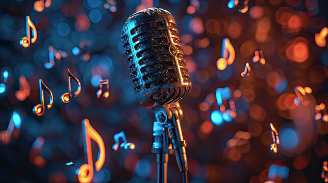 3D Microphone Vector Icon Background Design